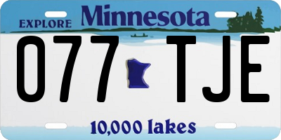 MN license plate 077TJE