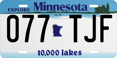 MN license plate 077TJF