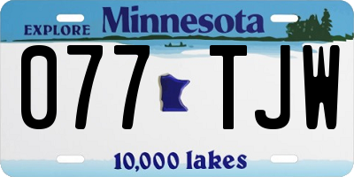 MN license plate 077TJW