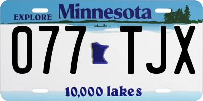 MN license plate 077TJX