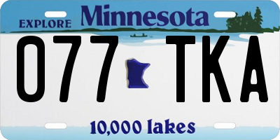 MN license plate 077TKA