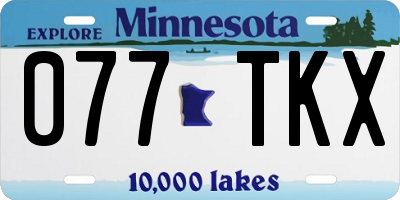 MN license plate 077TKX
