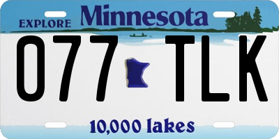 MN license plate 077TLK