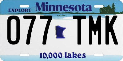 MN license plate 077TMK