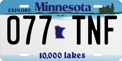 MN license plate 077TNF