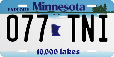 MN license plate 077TNI