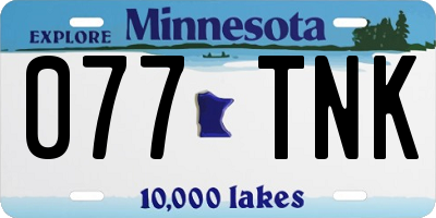 MN license plate 077TNK