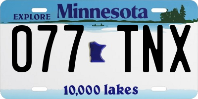 MN license plate 077TNX