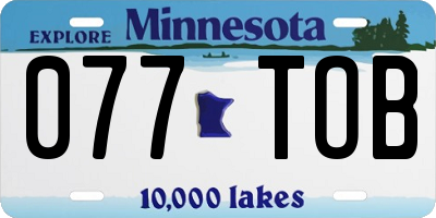 MN license plate 077TOB