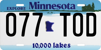 MN license plate 077TOD