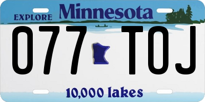 MN license plate 077TOJ