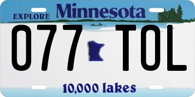 MN license plate 077TOL