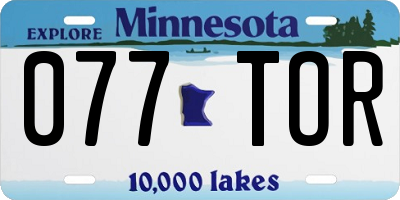 MN license plate 077TOR