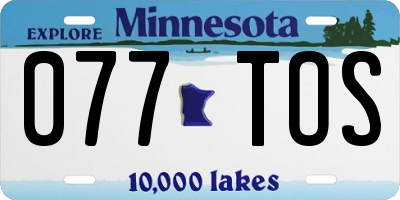 MN license plate 077TOS