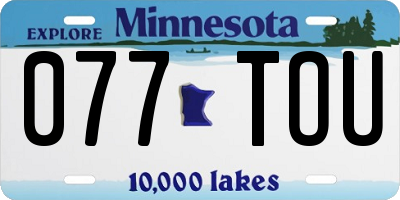 MN license plate 077TOU