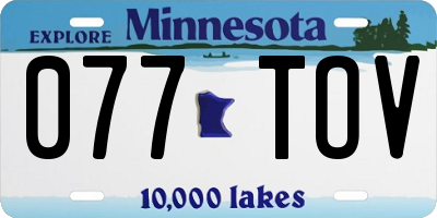 MN license plate 077TOV