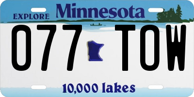 MN license plate 077TOW