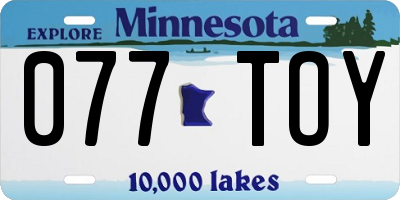 MN license plate 077TOY