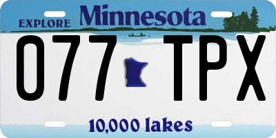 MN license plate 077TPX
