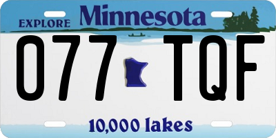 MN license plate 077TQF