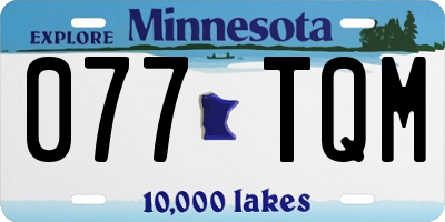 MN license plate 077TQM