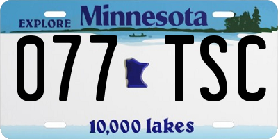 MN license plate 077TSC