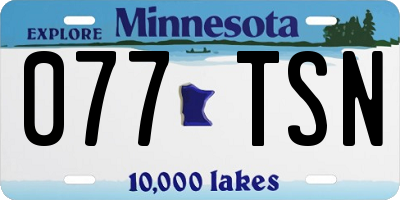 MN license plate 077TSN