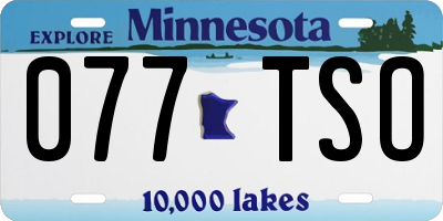 MN license plate 077TSO