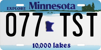 MN license plate 077TST
