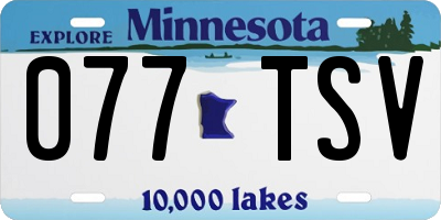 MN license plate 077TSV