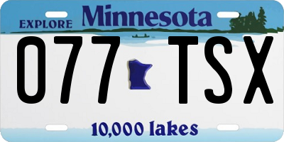 MN license plate 077TSX