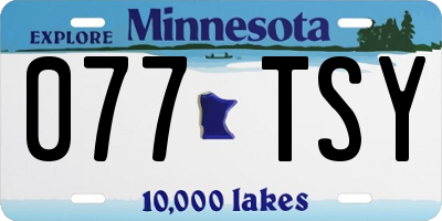 MN license plate 077TSY