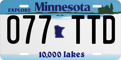 MN license plate 077TTD