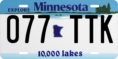 MN license plate 077TTK