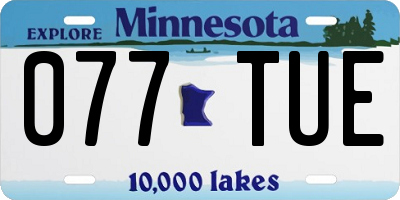 MN license plate 077TUE