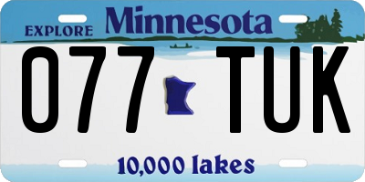 MN license plate 077TUK