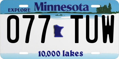 MN license plate 077TUW