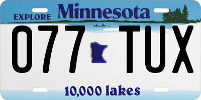 MN license plate 077TUX