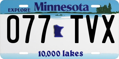 MN license plate 077TVX