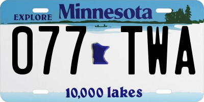 MN license plate 077TWA