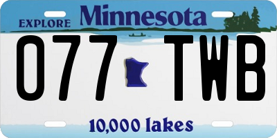 MN license plate 077TWB