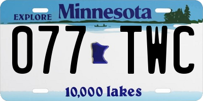 MN license plate 077TWC