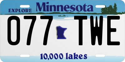 MN license plate 077TWE