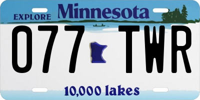 MN license plate 077TWR