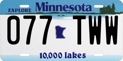 MN license plate 077TWW