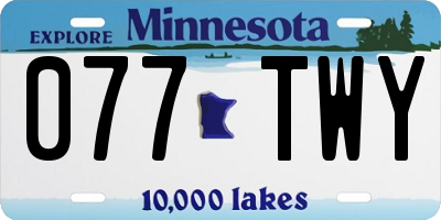 MN license plate 077TWY