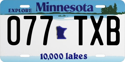 MN license plate 077TXB