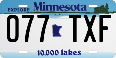 MN license plate 077TXF