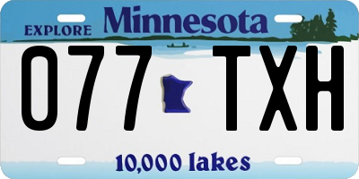 MN license plate 077TXH