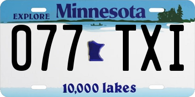 MN license plate 077TXI